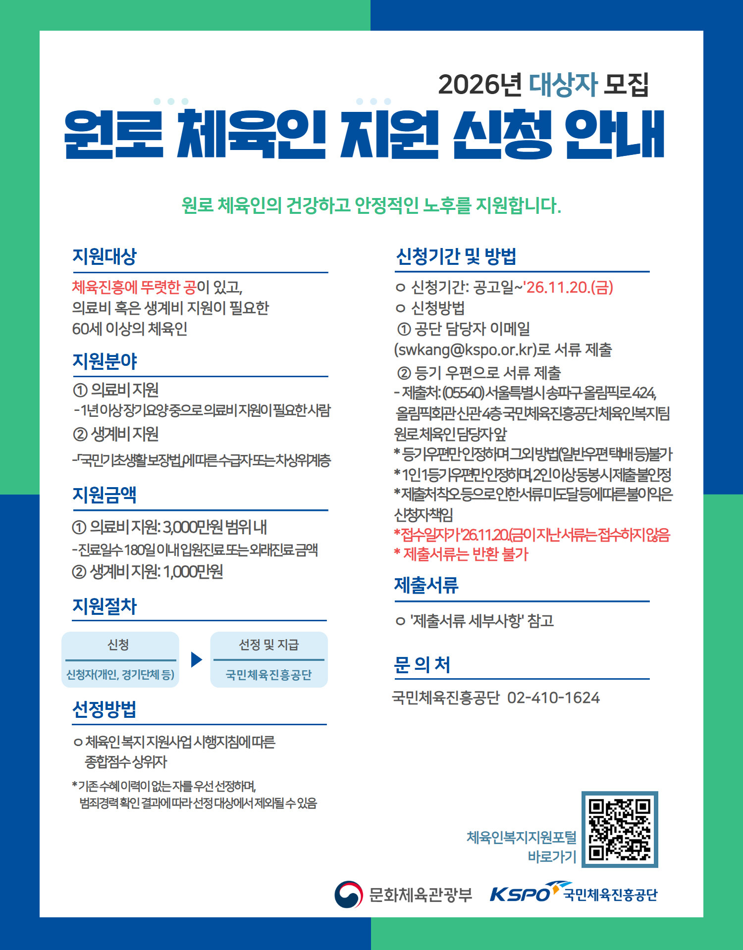 체육공단, 생활고 시달리는 은퇴 체육인 돕는다…의료-생활비 쌍끌이 지원