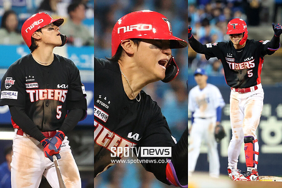 '홈런인 줄 알았는데…' 김도영의 착각, 타구 감상하다 '헐레벌떡' 질주
