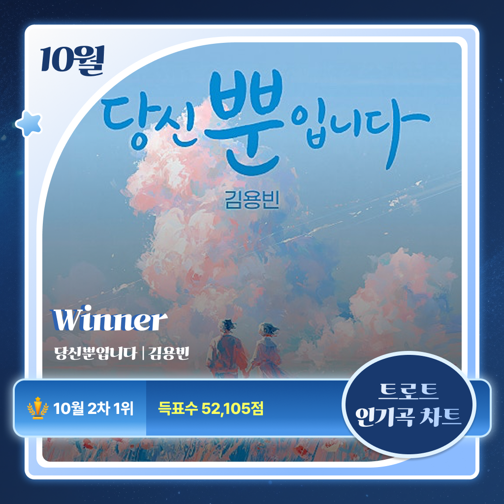 김용빈 '당신뿐입니다', 트로트리그 10월 인기곡차트 1위…이달의 가수까지 수상해 2관왕
